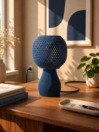 Lampe design bleu nuit en PLA biosourcé imprimée en 3D à Douai