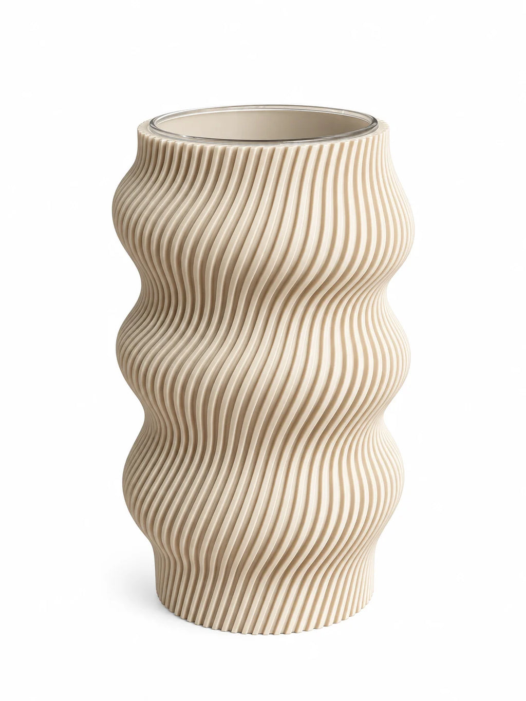 Vase décoratif imprimé en 3D, coloris beige, Luciole.