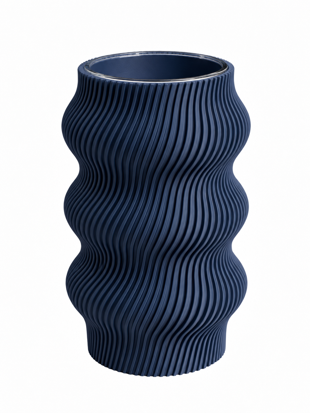Vase décoratif imprimé en 3D, coloris bleu nuit, Luciole.