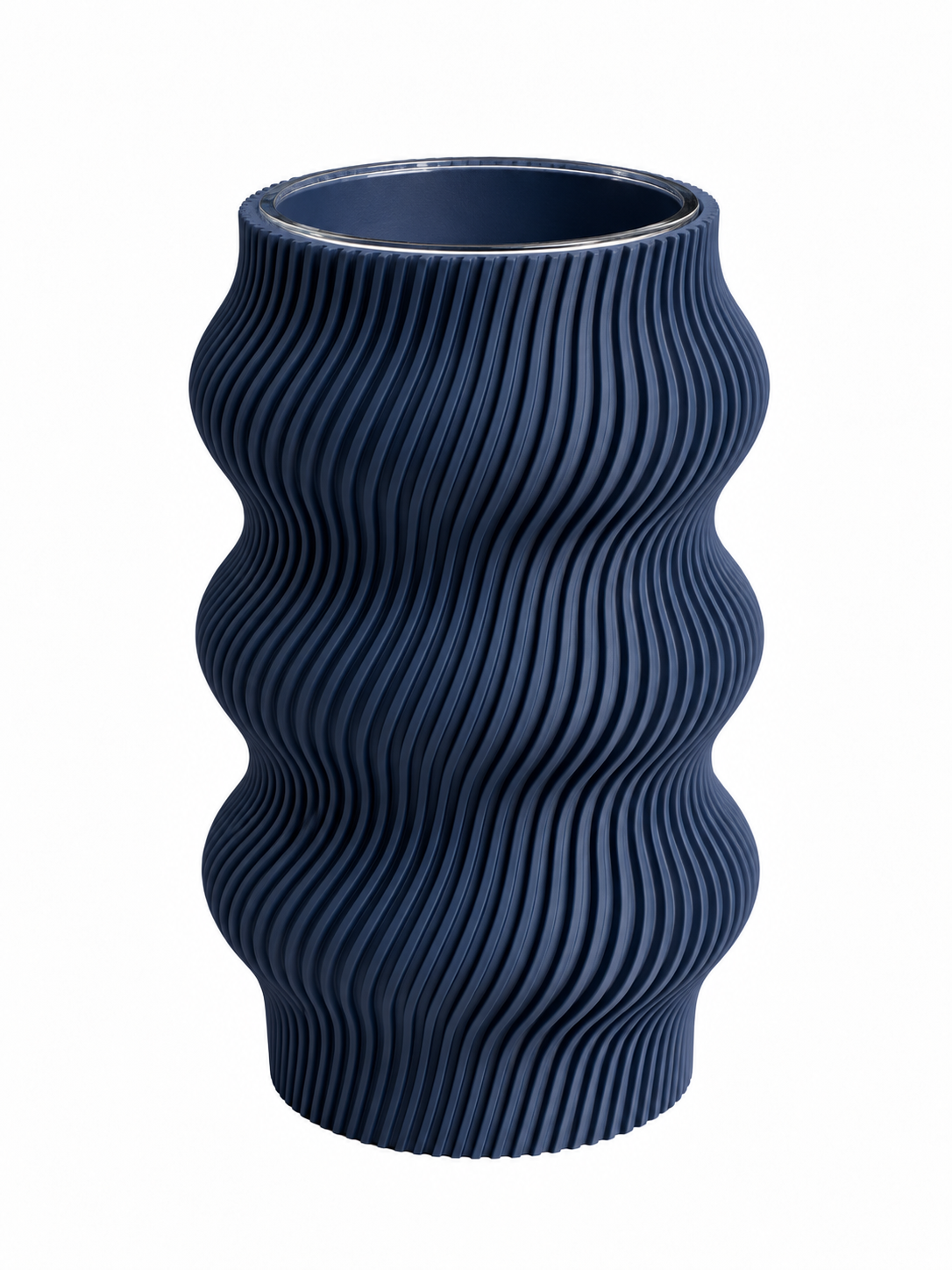 Vase décoratif imprimé en 3D, coloris bleu nuit, Luciole.